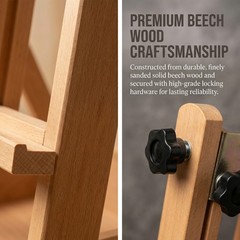 Foldable & Adjustable Art Easel with Storage Drawer Trays, Beech Wooden Easel