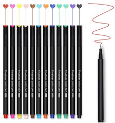 12 Color Fineliner Pens Set, Colored Sketch Writing Drawing Pens for Journaling