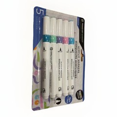 Primeart Set Of 5 Acrylic Pastel Colors Multi Surface Markers Pens