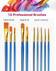 50-Color Acrylic Paint Set, 2oz w/10 Brushes for Artists & Crafts