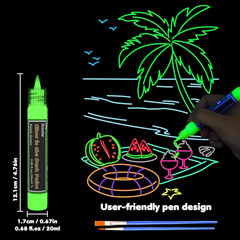 Glow in the Dark Paint, 16 Colors (20 Ml /0.68 Oz) 3D Permanent Acrylic Fabric P