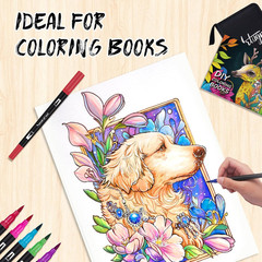 Dual Markers Brush Pens for Adult Coloring Books, 72 Colors Art Marker Set with
