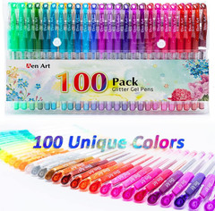100 Color Glitter Gel Pen Set with More Ink for Coloring Journaling Crafts