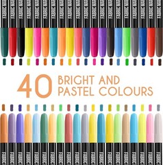 40 Fabric Markers Pens Set – Non Toxic, Indelible & Permanent, Fine Point (NEW)