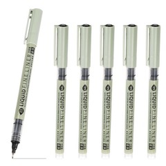 Fineliner Pens, 6 Pcs Black 05 0.45mm Fineliner Marker Waterproof Ink Pen