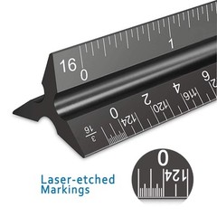 2PCS Aluminum Architectural Scale – 12″ Triangular Ruler, Black