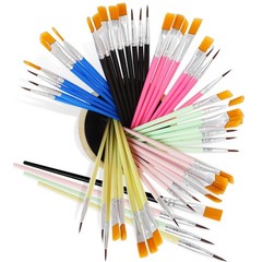 Acrylic Paint Brushes 48 Pcs, Watercolor Canvas Face Art Set, Multicolor