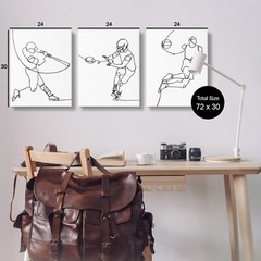 Stupell Industries Simple Line Doodle People Playing Sports Baseball Football…