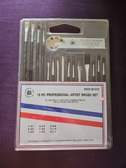 PTC Professional Artist Paint Brushes 15pc Set Crafts Wood Handles