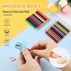 50Pcs Mini Colored Pencils 3.5 Inch Coloring Pencils with Extender, Rose Red