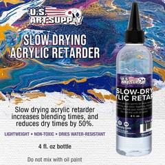 U.S. Art Supply Artist Acrylic Fluid Retarder Medium – 4-Ounce Bottle