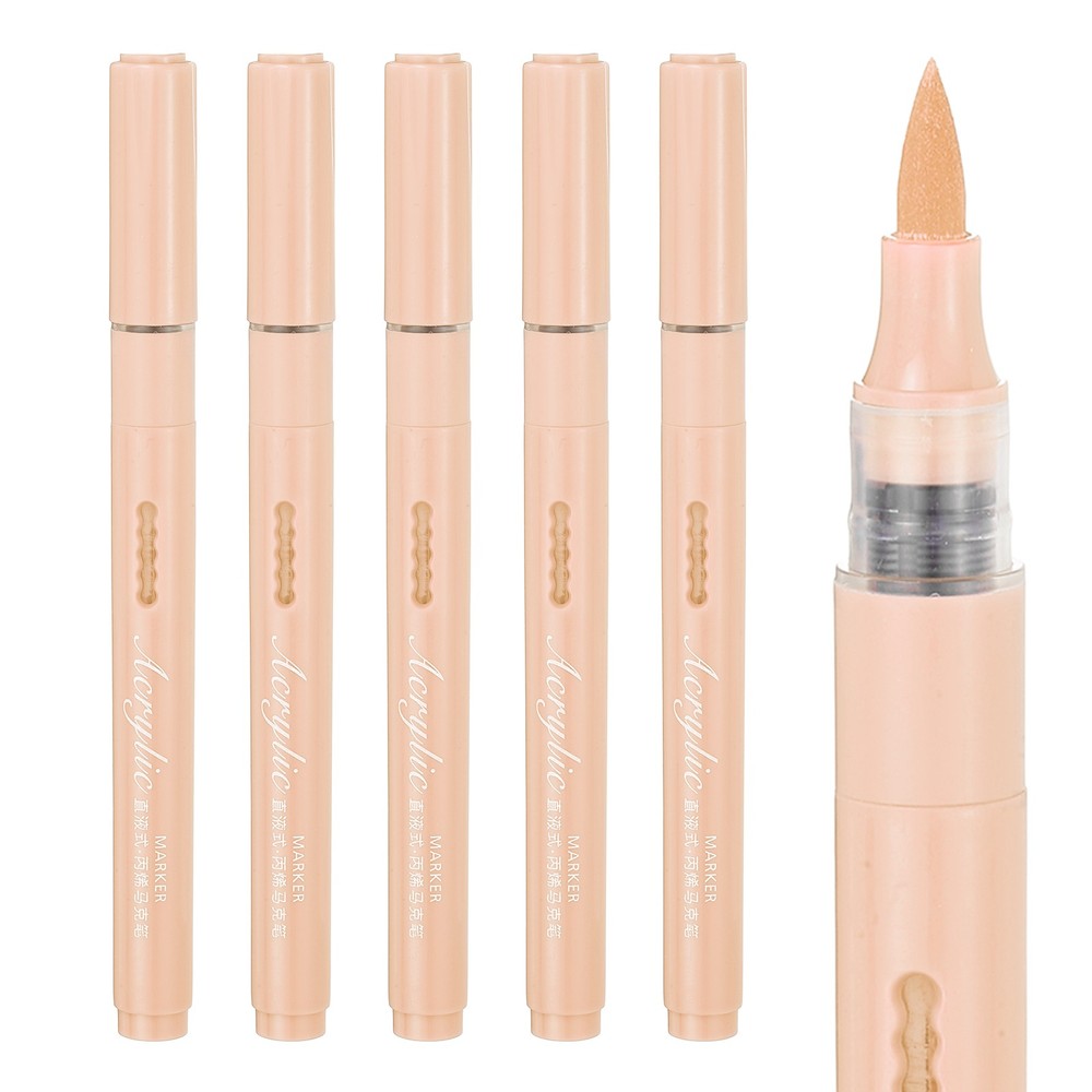 6pcs Acrylic Paint Markers, 4mm Acrylic Marker Paint Pens,Beige
