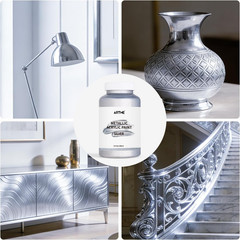 Acrylic Paint Metallic Silver, 16.9 Fl Oz/500Ml Large Bottle Silver Paint