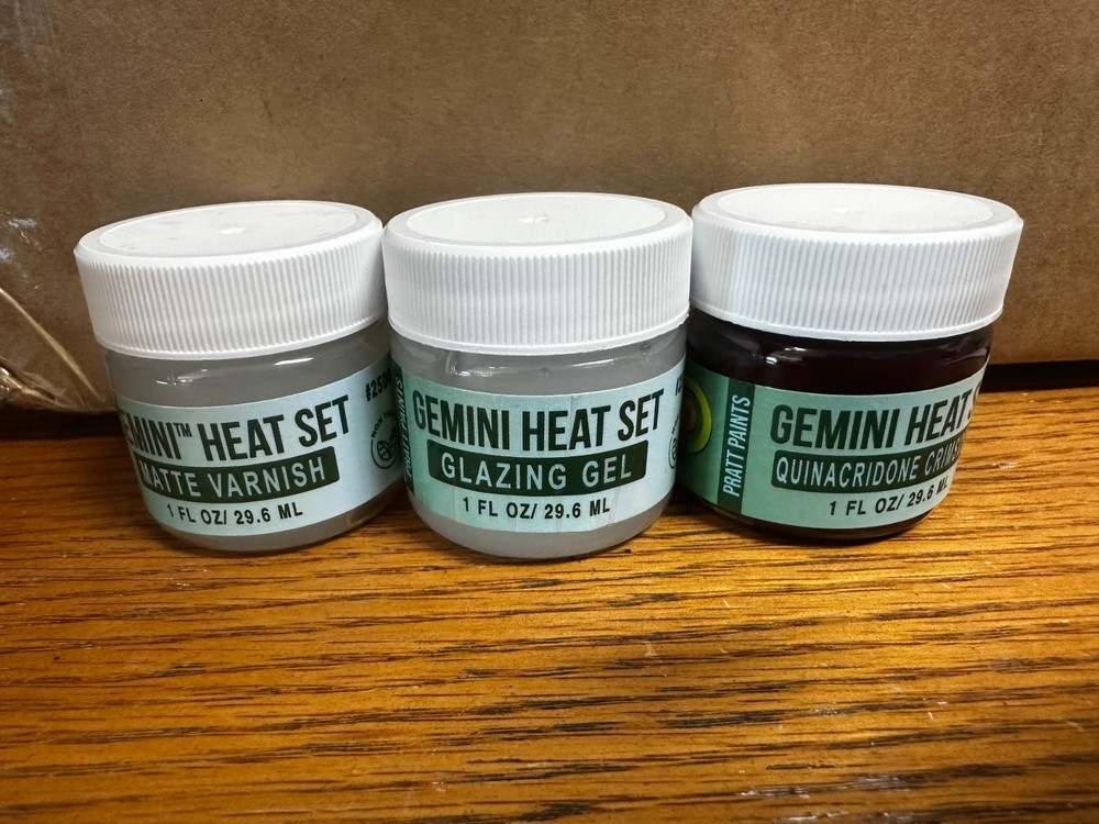 3 x 1 oz Jars Matte Varnish Glazing Gel Quinacridone Crimson Heat Set Paint
