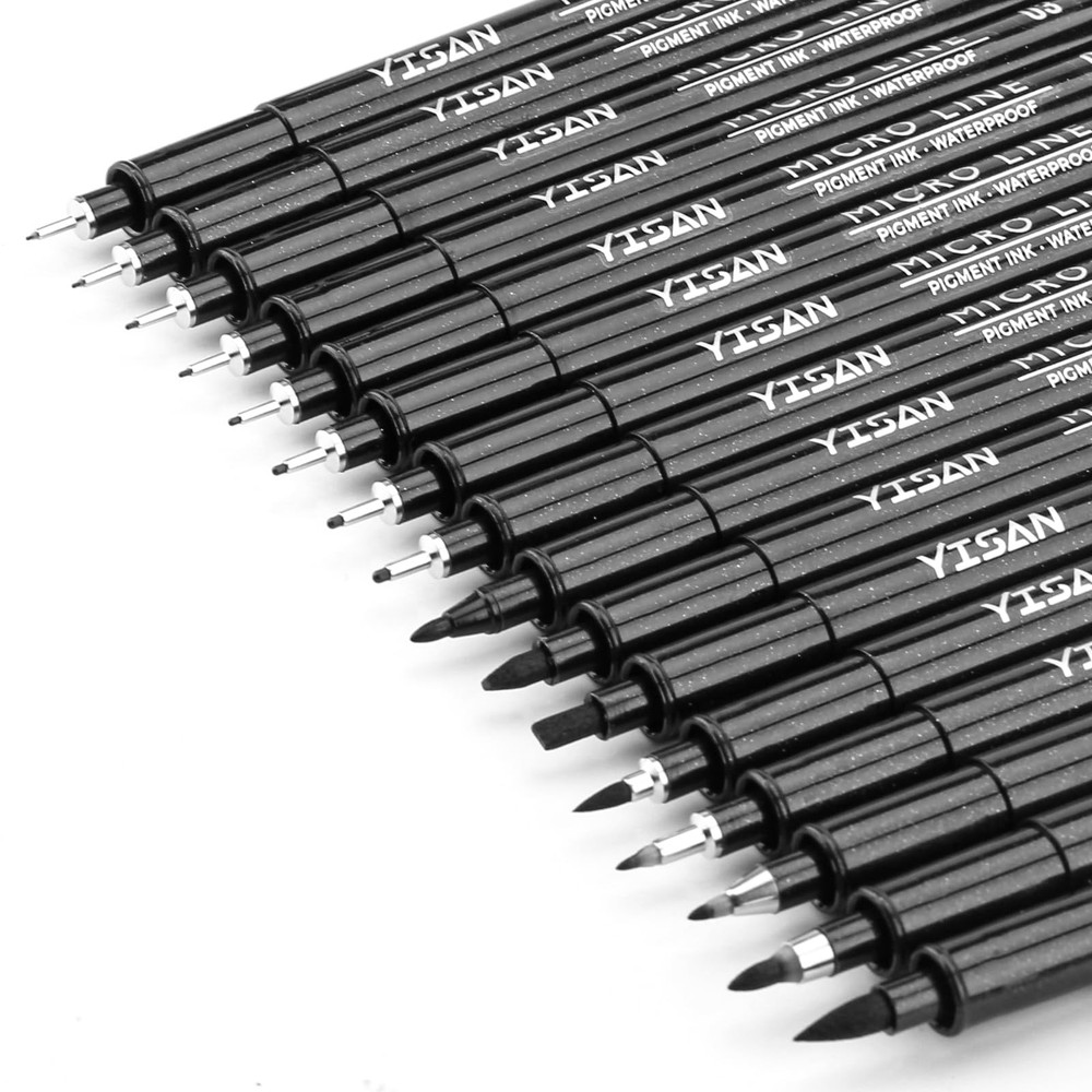 16 Set Black Drawing Art Pens Micro Fineliner Manga Pens for Sketching Drawing