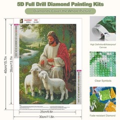 CEOVR Jesus Diamond Art Kits for Adults, 5D DIY Full Drill 12×16 inch,