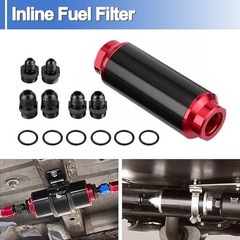 Inline Fuel Filter00 Micron Universal 50MM with 6AN 8AN0AN Adapter Aluminum 1