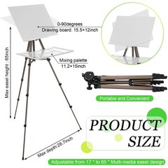 17-65 Inch Artist Watercolor Portable Easel with Sturdy Tripod Adjustable Alu…