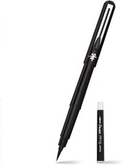 Pentel Pocket Brush Pen Calligraphy Inking Drawing w 2 Black Refills NEW