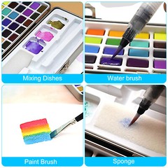Artists Watercolor Paint Set 50 Vivid Colors + Paint Brush for DIY Art Painting