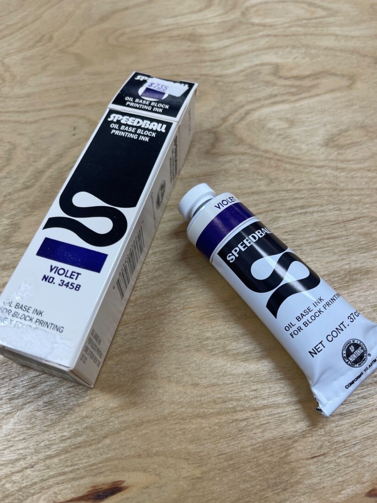 Vintage USA Speedball Block Printing INK Oil Base Metal Tube VIOLET No. 3458