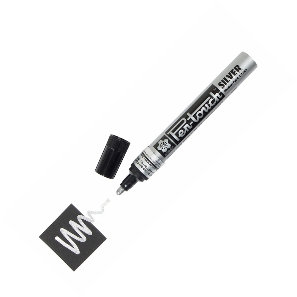 41502 Sakura Pen-Touch Paint Marker, Medium 2.0mm, Metallic Silver, Pack of 4