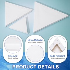 2 Pcs Triangle Stretched Canvas, 8”x8” Pure Cotton Blank Canvas, White