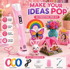 Pink 3D Printer Pen Set LED Screen PLA Filament Drawing Tool Kids Art Craft Gift