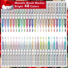 Redfun Metallic Acrylic Paint Markers, 48 Colors Soft Brush Tip Marker Pens, …