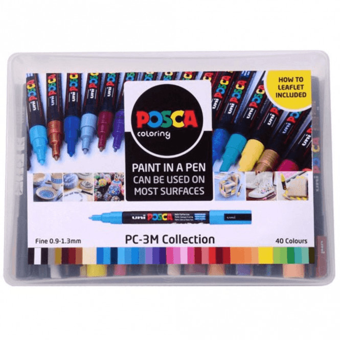 Uni Posca PC-3M Collection Marker Pack – 40 Water Based Pigment Ink Pens 1.5mm