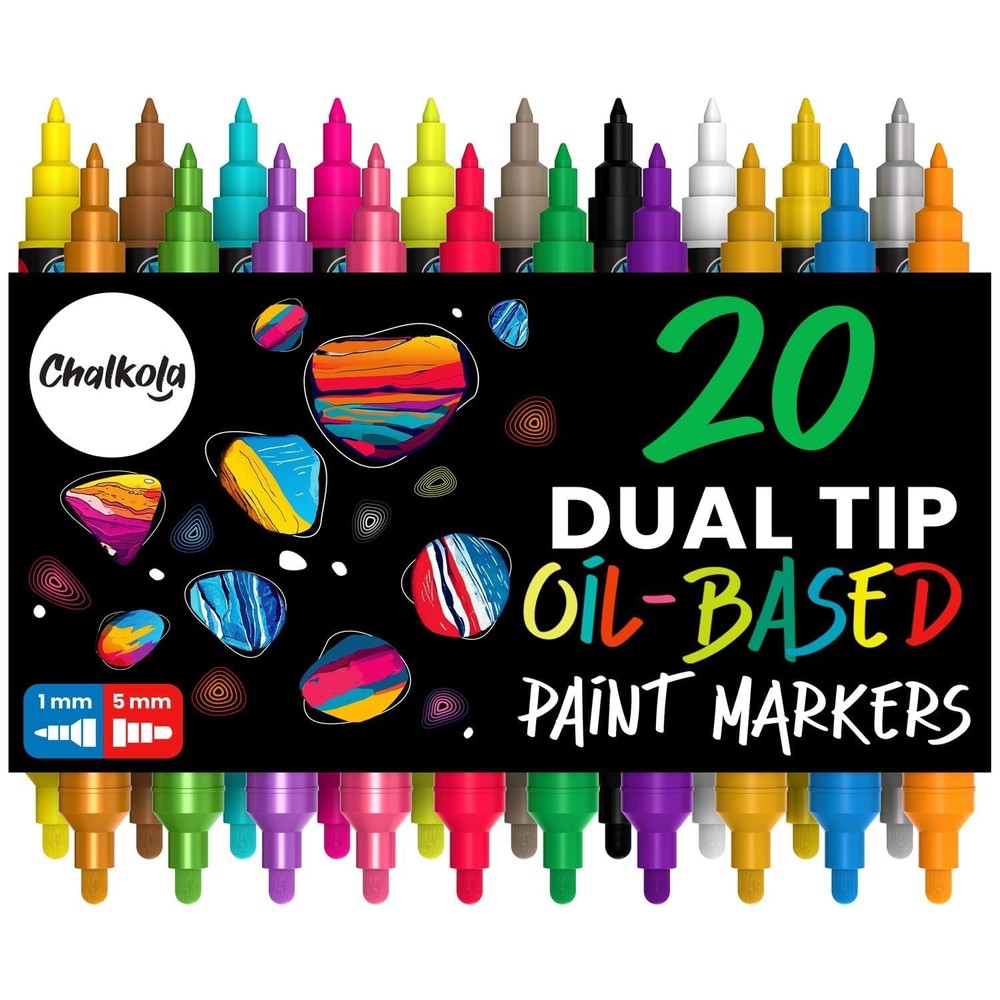 20 Oil Paint Pens – Oil Based Paint Markers for Metal, Fabric, Ceramic, Glass…