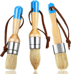 3 Pieces Chalk and Wax Paint Brushes Bristle Stencil Brushes for Wood Furniture
