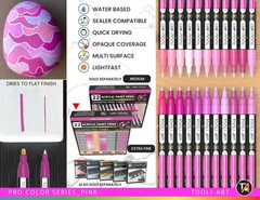Acrylic Paint Pens 22 Pink Tones Assorted Color Series Markers Set 0.7mm Extr…