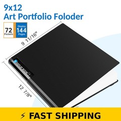 Sooez Art Portfolio 9″x12″ – 72 Pockets Heavy Duty Binder