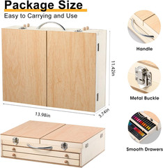 Art Supplies, Wooden Art Set Crafts Kit with Drawing Easel, Deluxe Kids Art Set,