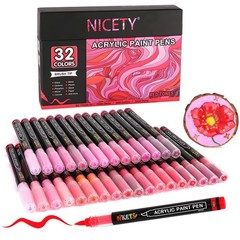 32 Colors Acrylic Paint Markers Paint Pens Brush Tip Water-Based Acrylic Mark…