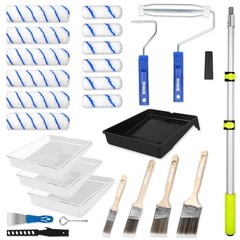Rhibak Paint Roller Kit with Extension Pole, 27 Piece Set, 2 to 4 Ft Blue