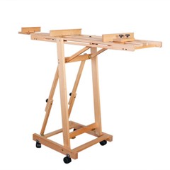 Extra Large Studio H-Frame Easel Adjustable Solid Beech Wood Artist Easel Movabl