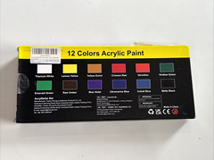 Emooqi Acrylic Paint Set 12 Colors 22ml/0.74oz 3 Brushes Non-Fading NEW