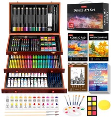 Art Supplies, 192-Pack Deluxe Art Set Drawing Painting Supplies Kit with Acry…