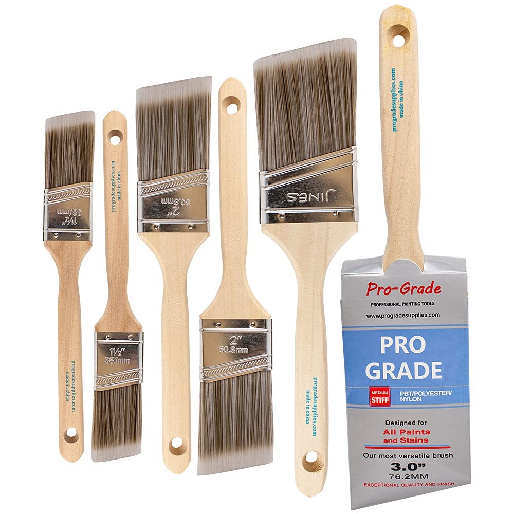 Pro Grade – Paint Brushes – 6 Pack Variety Angle 6Pk Angle, Multicolor