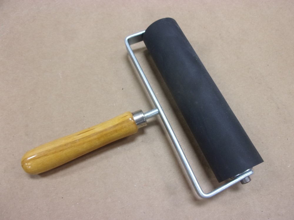 RollRite 6″ Soft Rubber Brayer Hand Roller Inking Block Art Printing Ink Vtg Old