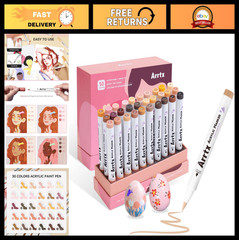 30 Colors Skin Tone Acrylic Paint Markers – Brush Tip for Rock, Wood, Canvas Art