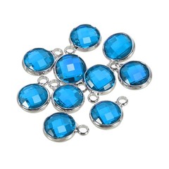 Crystal Birthstone Charm 9mm Dia March Pendant Drop Beads Sky Blue 10Pcs