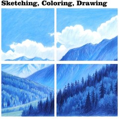 12 Colors Blue Colored Pencils for Teens Adults, Oil Based Wooden Colored Pen…