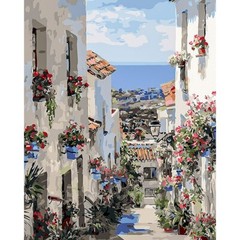 Paint By Numbers Adults kids Europe Village Land DIY Painting Kit 40x50CM Canvas