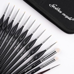 13 PCS Miniature Paint Brushes Dry Brush Set Fine Detail Acrylic Watercolor