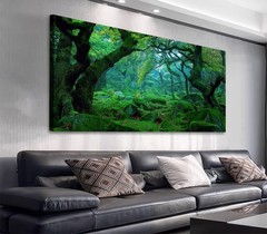 Green Forest Canvas Wall Art Living Room Decoration Big Trees Nature Picture …