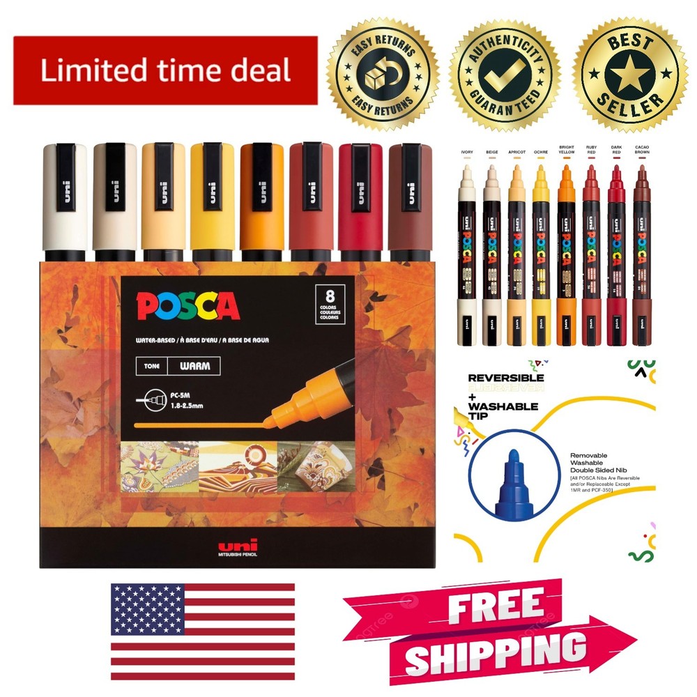8 Medium Warm Tone Paint Markers Set – Non-Toxic & Waterproof for Creatives