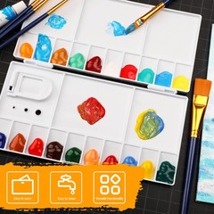 White Watercolor Palette with 20 Wells and 5 Mixing Areas Paint Tray